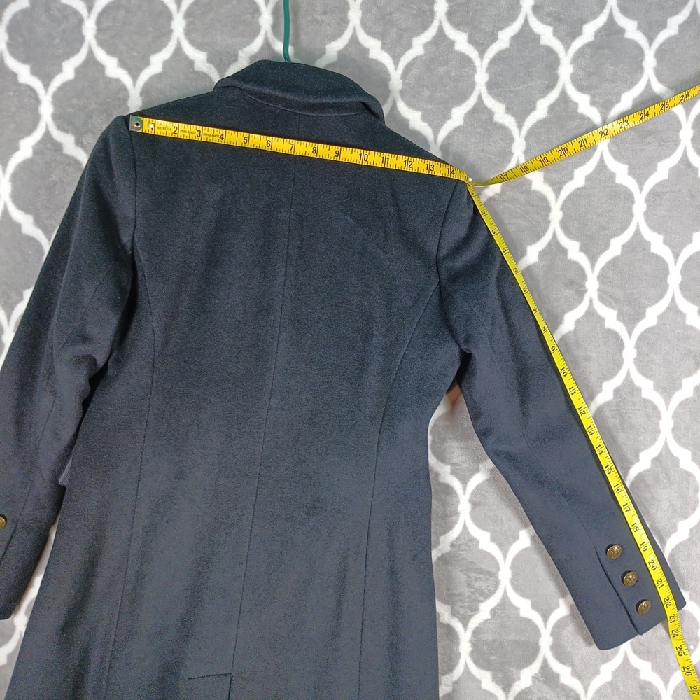 Lauren Ralph Lauren Trench Coat Women Size 0 Black Wool Blend Double Breasted - Picture 8 of 13